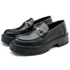 Men Platform Loafers Metal Horse Bit Slip On Leather Shoes Height Increasing Casual Formal Business Oxford Shoes For Men Daily