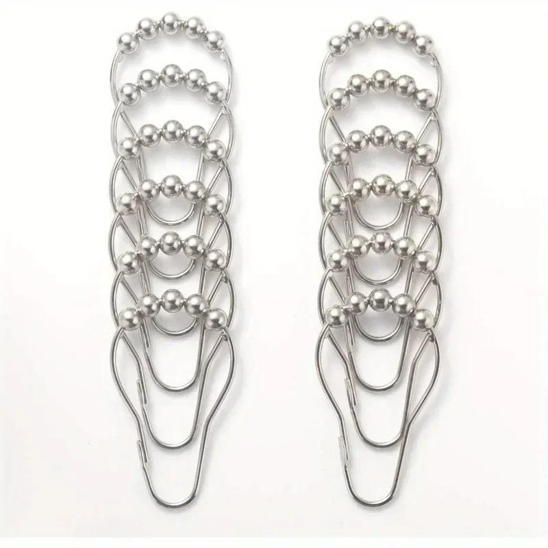 

1 упаковка 24 шт. крючков для штанги душевой занавески из нержавеющей стали с роликами, легко скользят и не падают 24pcs серебряный