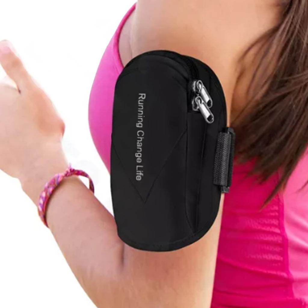 Arm Bag Waterproof Oxford Cloth Size Adjustable 2 Pockets Breathable Arm Pouch for Phone Keys