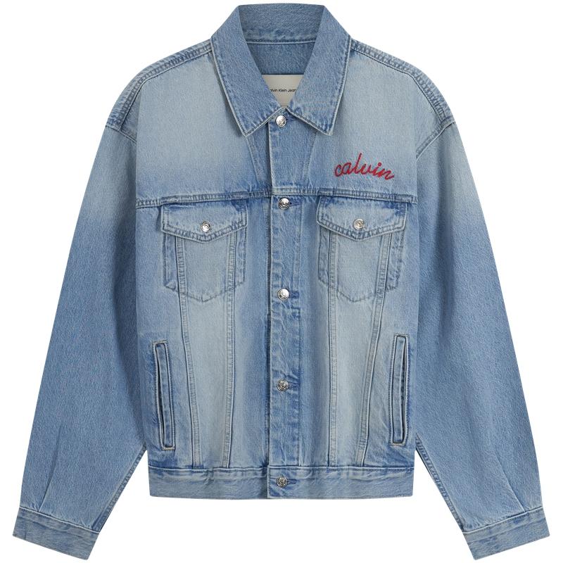 

Calvin Klein American Vintage Embroidered Cotton Denim Jacket Men Jackets Light-Blue 4RC720G-1 M