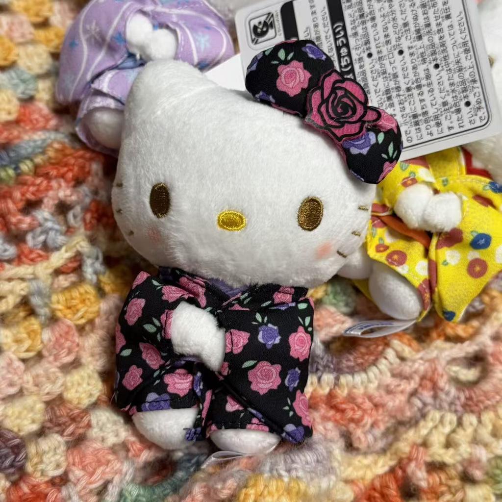 Hello Kitty Plush Keychain Kawaii Japanese Kimono Style With Floral Pattern Cute Plush Pendant Japan Souvenir For Travelers Gift