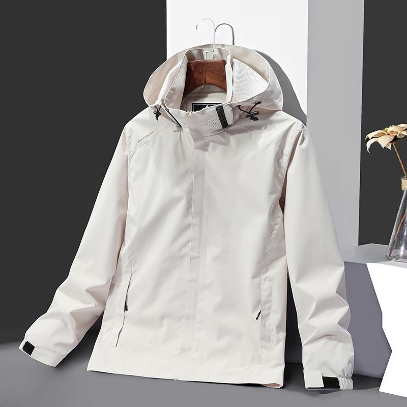 Spring and Autumn Jacket Men's Solid Color Outdoor Hooded Jacket Men's