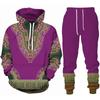 Afrikanischer Dashiki-Hoodie/Anzug für Herren, lässig, 3D-gedruckt, Ethno-Stil, Sweatshirt, Hose, Set für Herren/Damen, Folk-Custom Streetwear-Trainingsanzug