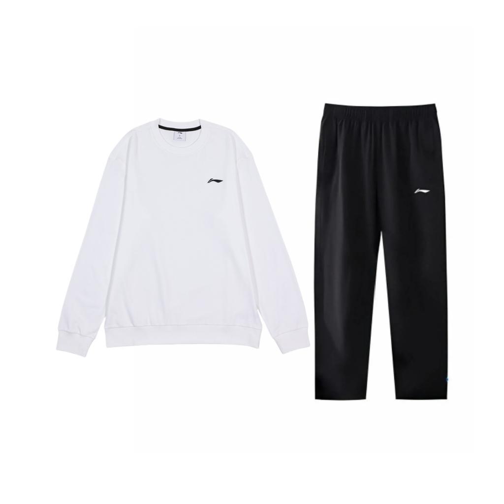 Li-Ning Minimalist Versatile Round Neck Comfortable Lace-Up Outdoor Commuting Casual Sports Suit Men suit AWDTC73-2+AKLU949-1