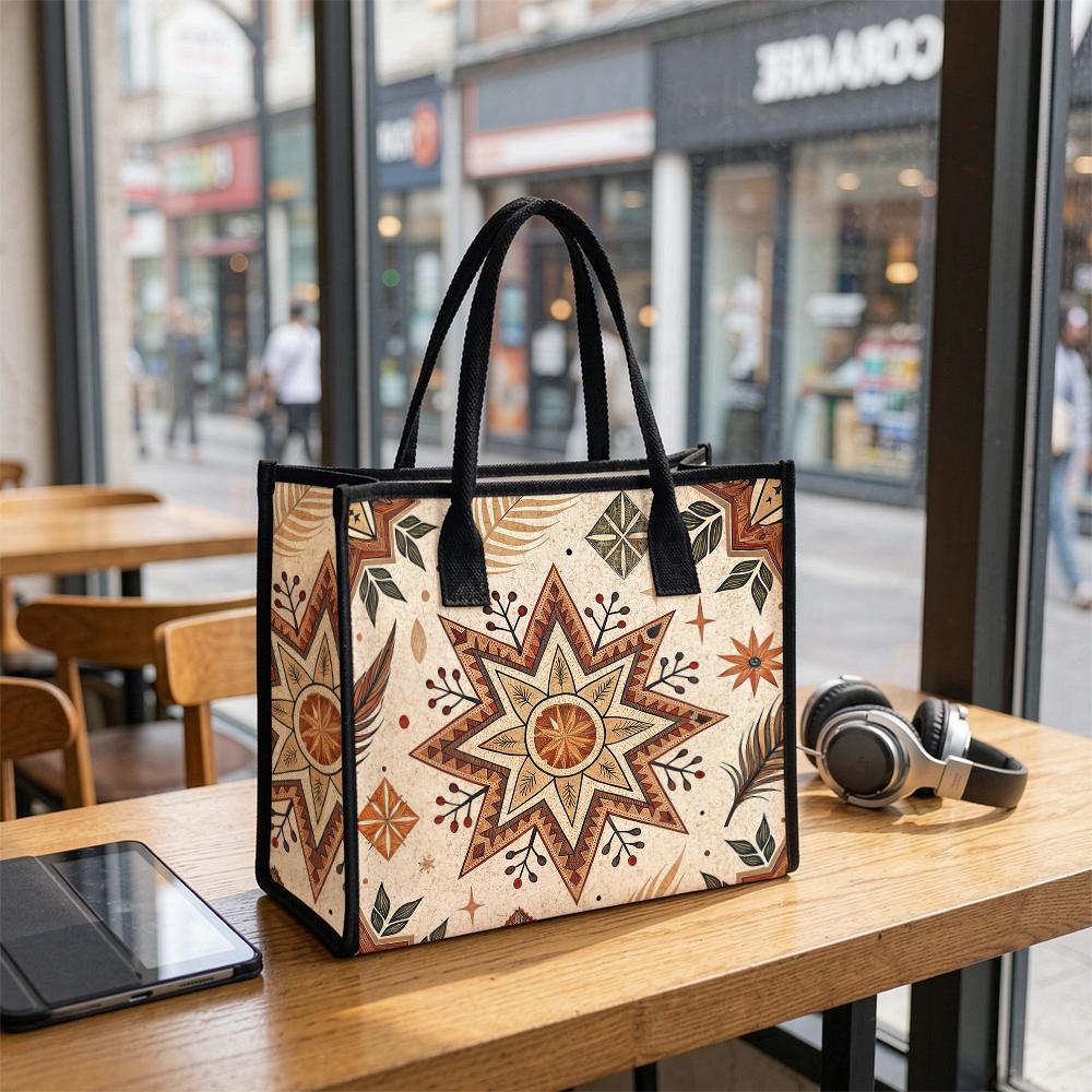 Bohemian Ethnic Star Print Tote Bag for Daily Use