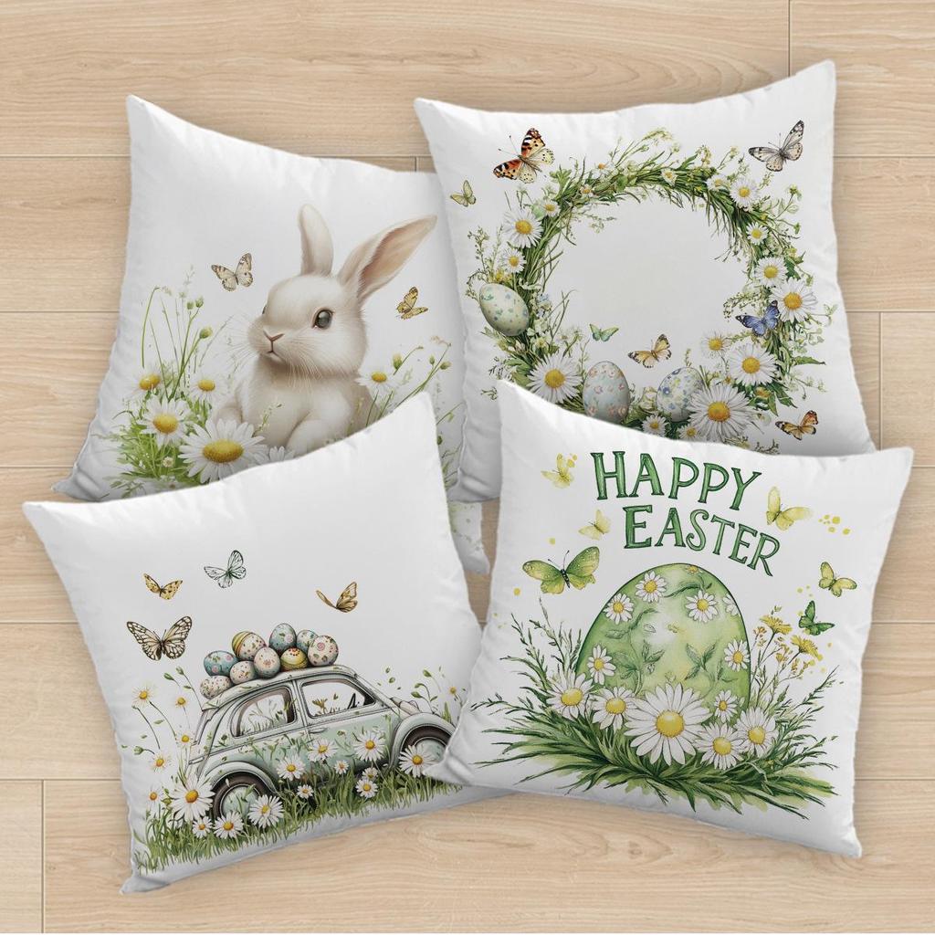 Grenzüberschreitende Osterhase Eier Kissenbezug - Plüschkissen im nordischen Stil für Büro, Auto, Sofa