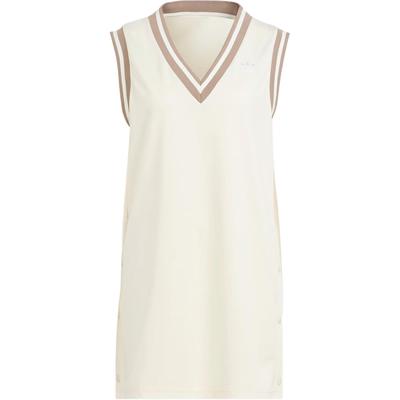 Originals Solid Color V-Neck Casual Loose Short Sleeveless Dress Women Dresses White IS5261