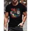 European Sizes Men's Day of the Dead T-Shirt - Vibrant "Día De Los Muertos" Design with Bone and Floral Print, Casual Short Sleeve Tee for Summer Wear