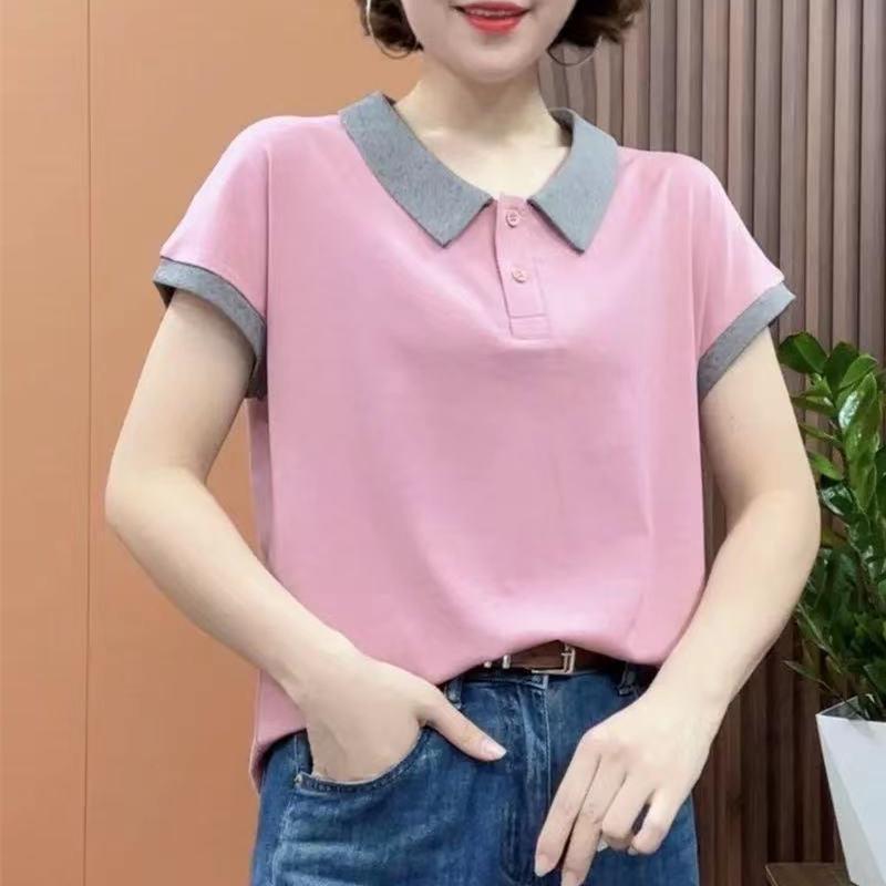 

Женская рубашка с воротником нового стиля большого размера, женская свободная рубашка с коротким рукавом 5XL