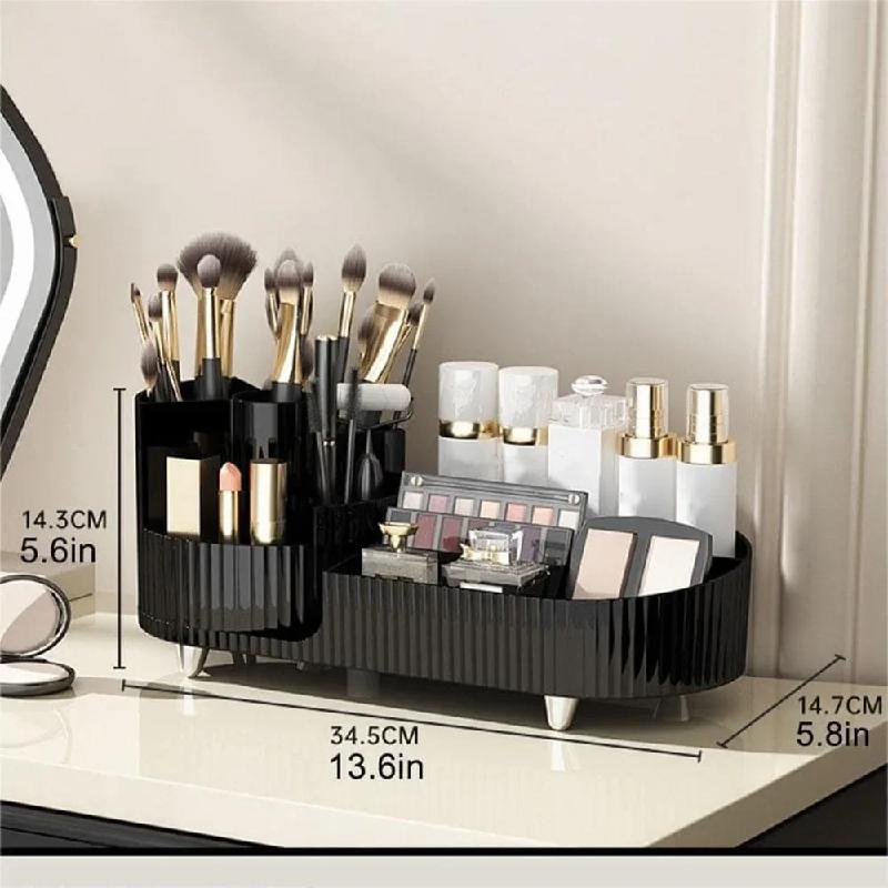 Support de Rangement Cosmétique avec Base Rotative et Compartiments Divisés pour Boîte de Rangement Cosmétique, pour Rouge à Lèvres, Boîte de Rangement pour Soins de la Peau
