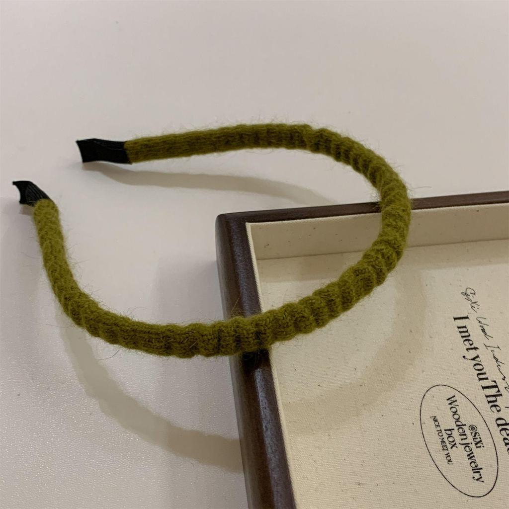 Korean Candy Color Wool Knitted Headband - Wrinkled, Thin Edge, Sweet & Versatile Design for Women