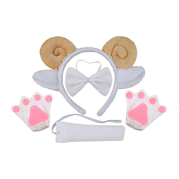Kids Animal Costume Sheep Ears Headbands Bowtie,Tail,Tutus Glove 1/3/4/5pcs
