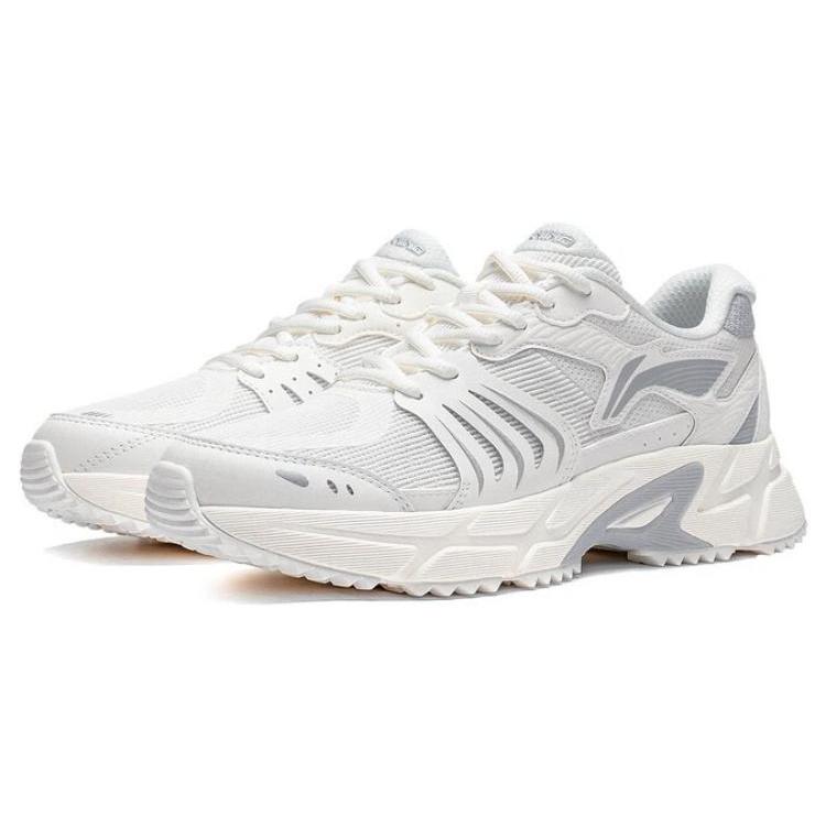 Li Ning Gathering Light Abrasion Resistant Breathable Low Top Running Shoes Women's White Gray ARXT006-3