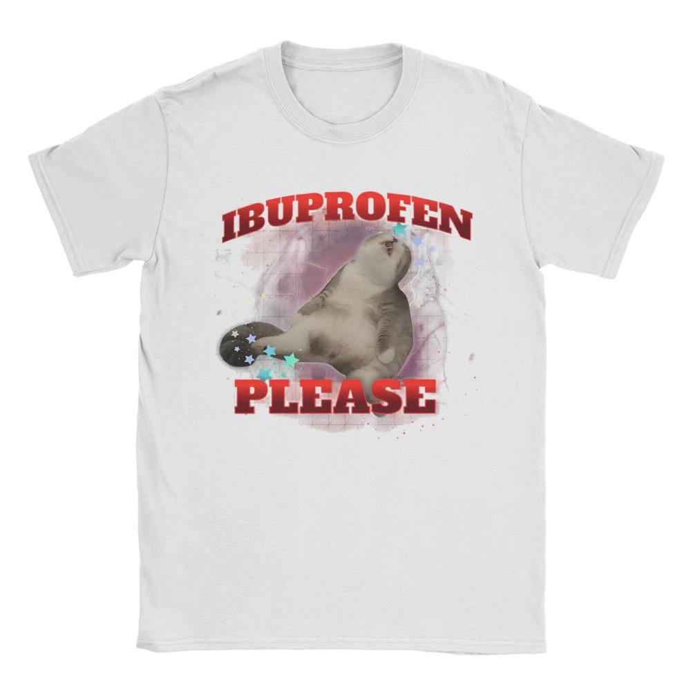 Ibuprofen Cat Meme Printed T-Shirt Summer Cotton T Shirts for Men Women Harajuku Casual Tee Shirt Short Sleeve Streetwear Tops