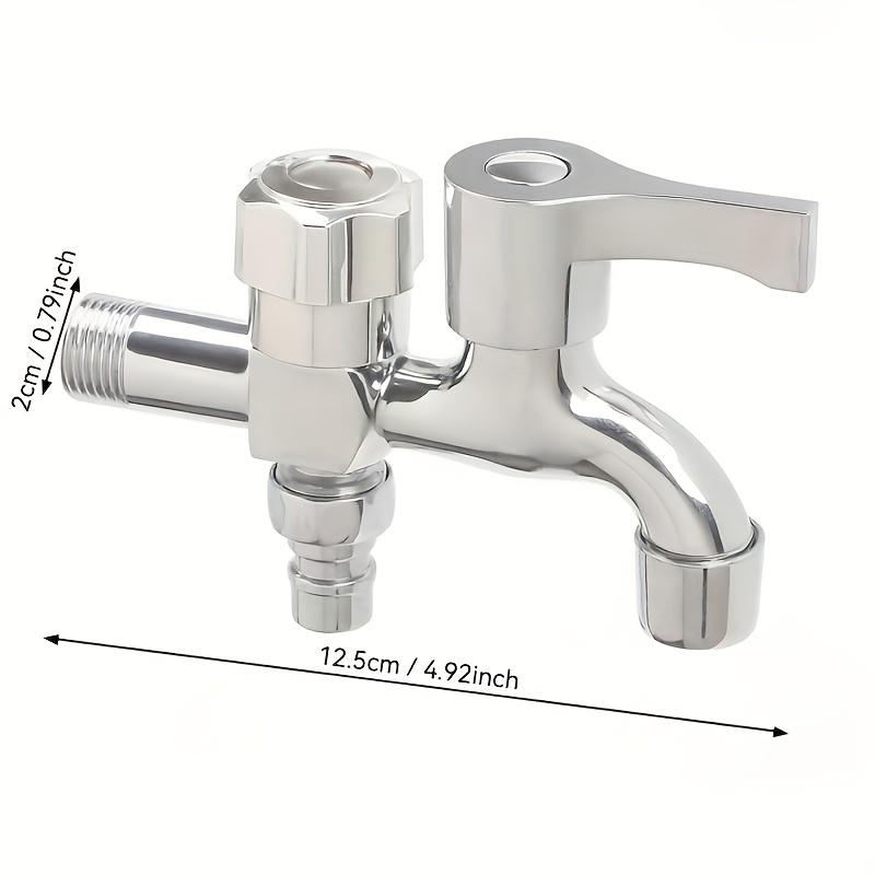 1pc 304 Stainless Steel Dual Outlet Faucet, Multifunctional Washing Machine Faucet, Suitable for Connecting Washing Machines, Bathroom Additions