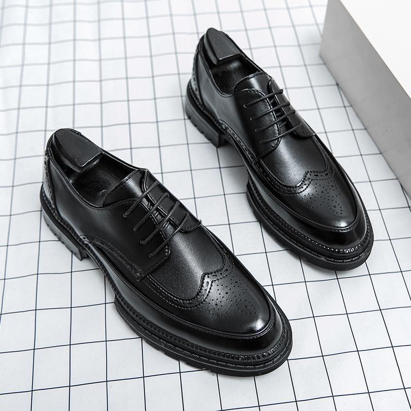 Leder-Loafer für Herren: Business & Freizeit, Atmungsaktive Formelle Schuhe, Niedrig geschnitten, Dicksohlig, Britischer Stil für Hochzeiten.