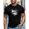 European Sizes Men'S T-Shirt, Relaxed And Casual, Comfortable And Versatile, Featuring a Cartoon Shark Design for Summer Leisure