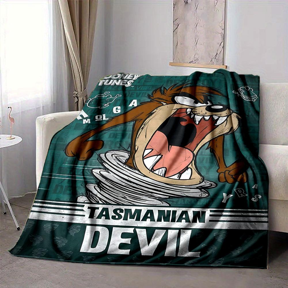 1pc Tasmanian Devil Looney Tunes Flannel Throw Blanket Lightweight Soft Warm All Season Blanket for Sofa, Bed, Travel,L1029028 80x120cm