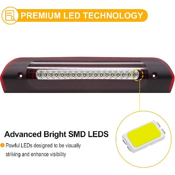 R&F Auto LED Strobe High Mount Brake Light Replacement For Ram 1500 2500 3500 (2002-2008), For Ram 2500 3500 (2009) Third Brake Lamp With Seal Foam