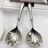 Shell Shape Stainless Steel Spoons French Table Serving Spoons Creative Yogurt Spoon  Ice Cream