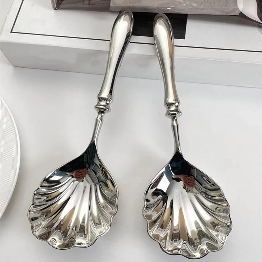 Shell Shape Stainless Steel Spoons French Table Serving Spoons Creative Yogurt Spoon  Ice Cream