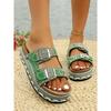 New Summer Rhinestone Platform Slippers - Women’s Plus Size Belt Buckle Slides for Outdoor Wear
