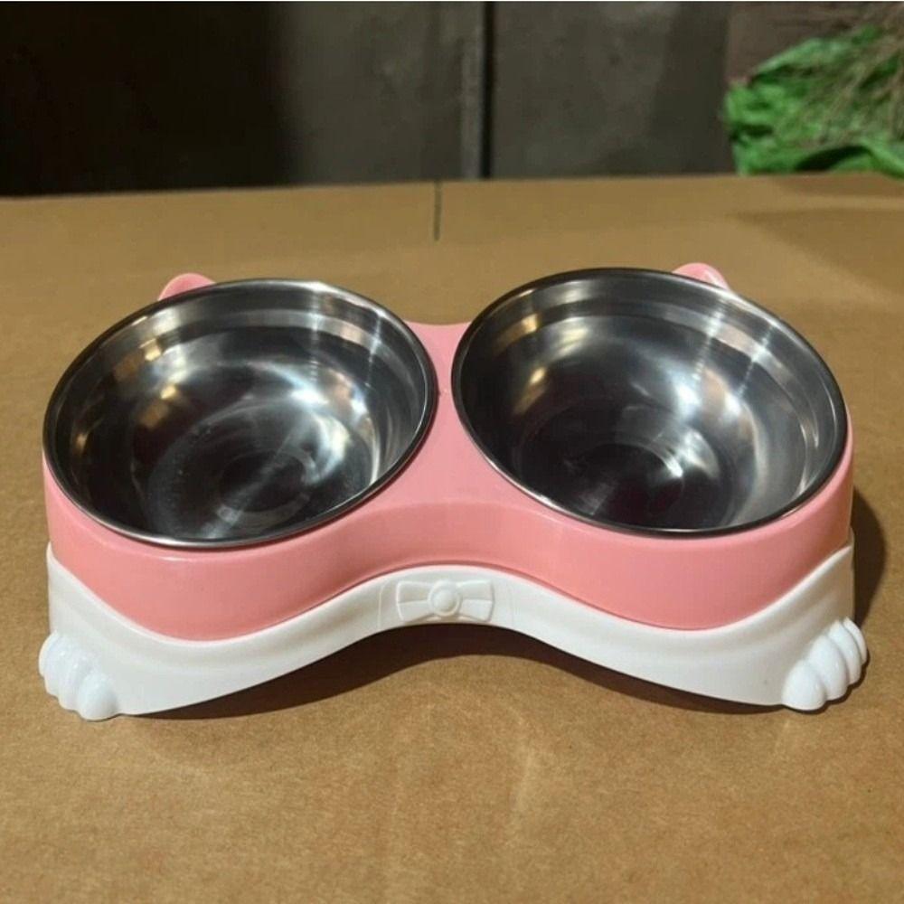 Anti-spill Stainless Steel Pet Bowl Raised Neck Protection Pet Feeding Bowl  For Dogs and Cats