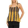 Womens/Ladies Floral Stripe Shirred Spaghetti Strap Vest Top