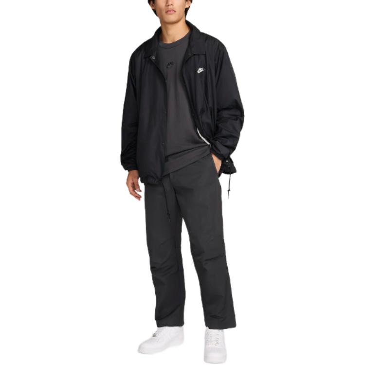 Nike Techniczne Tkane Luźny Krój Prosta Nogawka Modne Wszechstronne Wodoodporne Spodnie Casual Męskie Spodnie Czarne FZ0711060