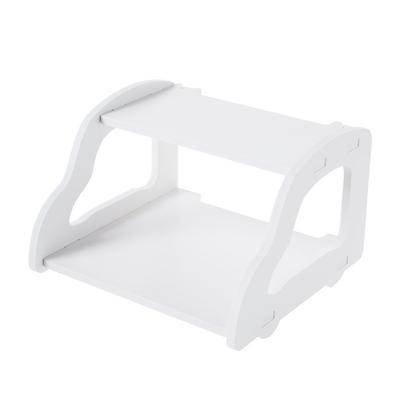 Étagère Décorative de Rangement Blanche Support Organisateur pour Routeur Wifi Domestique Boîtier Décodeur TV Mignon Support en Forme de Voiture