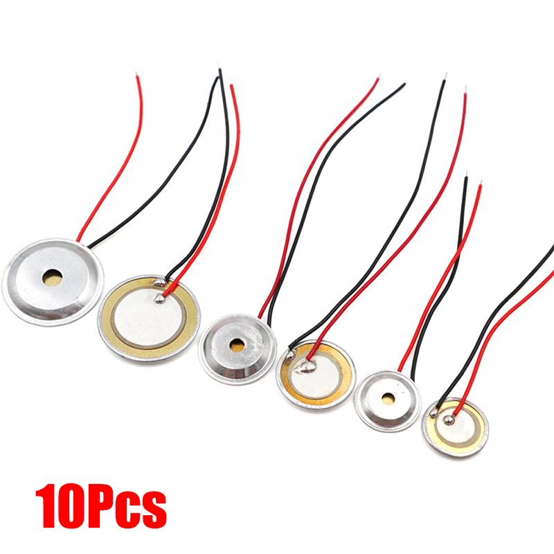 10pcs For Audio Buzzer Piezoelectric Piezo Ceramic Wafer Plate Dia 12/15/18/20/27/35/50MM With Wire Buzzer Loudspeaker
