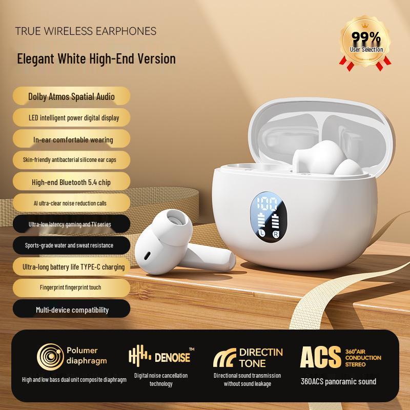 Premium Wireless Bluetooth In-ear Earbuds with Long Battery Life and Digital Display