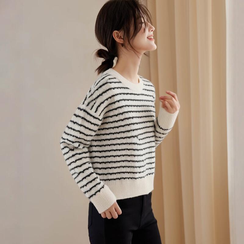 Handu Yishe Women's Wool Blend Round Neck Knitted Sweater