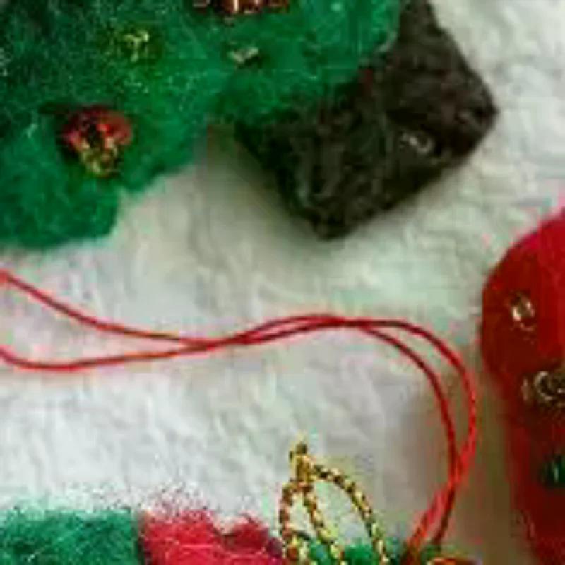 Handmade Felt Christmas Ornaments Cute Festive Designs Shiny Bead Accents For Xmas Tree Home Holiday Decorations