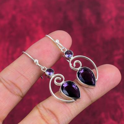 Amethyst Earrings Gemstone Jewelry, 925 Solid Sterling Silver Earrings, Gift For Women Handmade Earrings