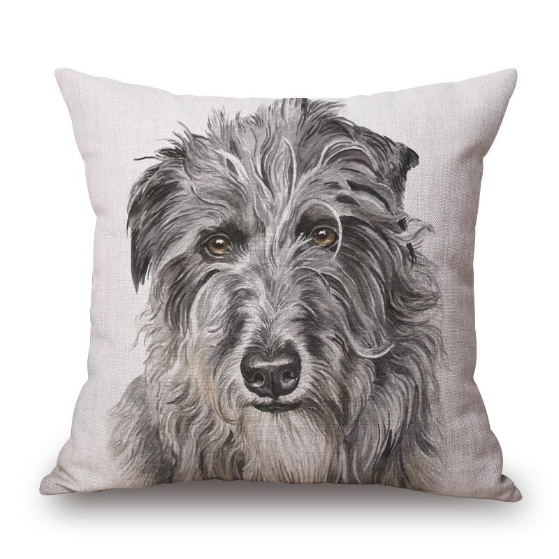 Hand Painting Animals Cushion Covers Bulldog Bull Terrier Labradoodle Dog Cat Print Decorative Pillow Case