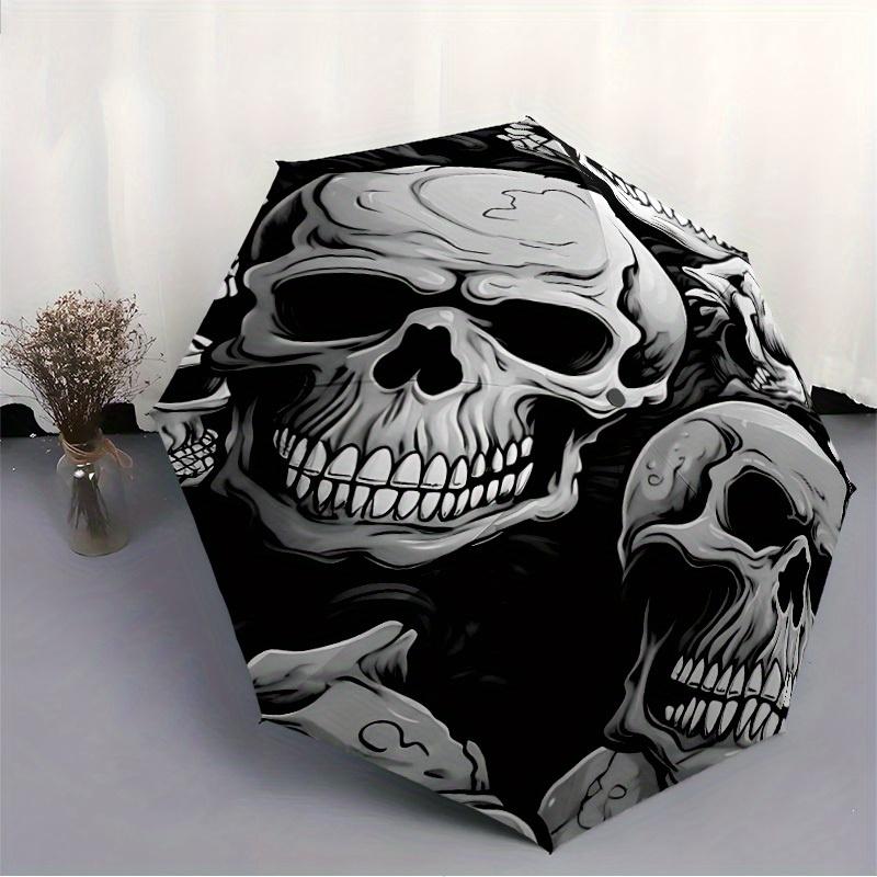 1pc Skulls Bones Automatic Open 8-Rib Windproof Umbrella, Travel & Commuting, Suitable for All Seasons