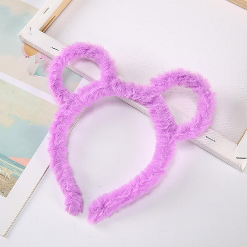 Soft Bear Ears Headbands Plush Mouse Hair Hoop for Washing Face Cartoon Animal Hairbands Halloween Costume Cosplay Headpiece
