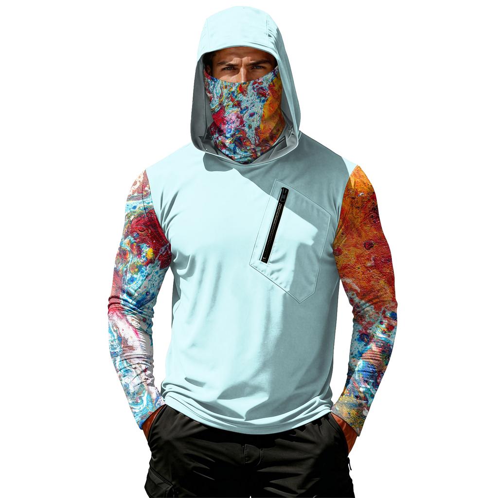 Casual herentop met capuchon en lange mouwen die bescherming biedt tegen de zon.