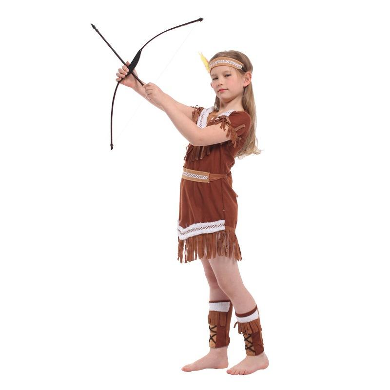 Halloween Indian Princess Costumes Kids Girls Pocahontas Huntress Costume Purim Party Mardi Gras Fancy Dress