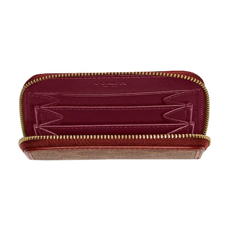 Coach Zip Around 11 Classic Monogram Canvas And Leather Clutch Wallet Unisex Wallet Brown C6725-B4NQ4