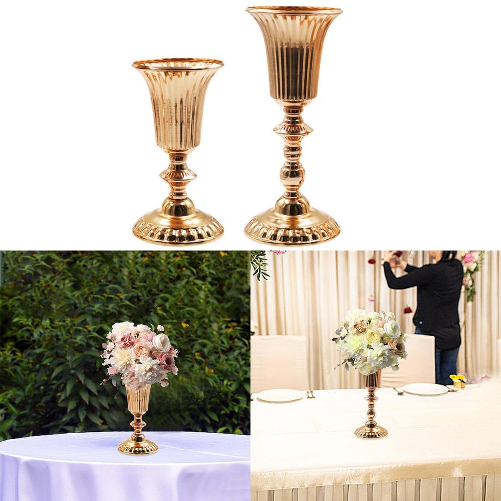 Metal Wedding Centerpiece Vase Elegant Planter Tall Trumpet Vase for Ceremony Dining Room Anniversary Party Table Decoration