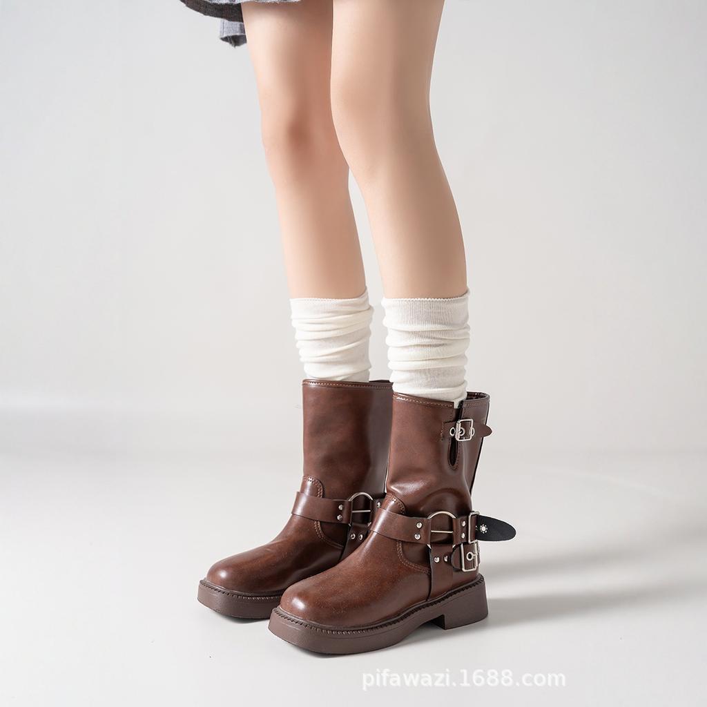 Women's Breathable Cotton Mid-calf To Knee Socks, Loose, Lightweight, Solid Color, College Style.