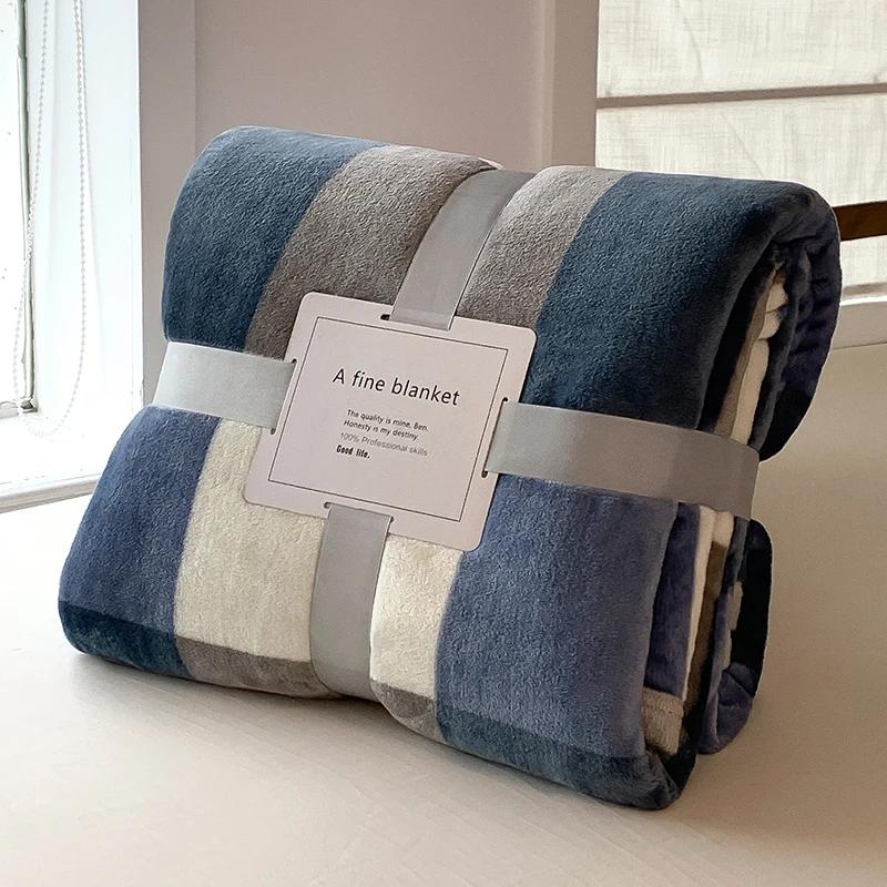 Kalın Atma Battaniyesi Geometrik Stil Reaktif Baskılı Flanel Polar Battaniye Yataklar için Tek/Kraliçe/Kral Peluş Ekoseler Kanepe Ekose Yatak