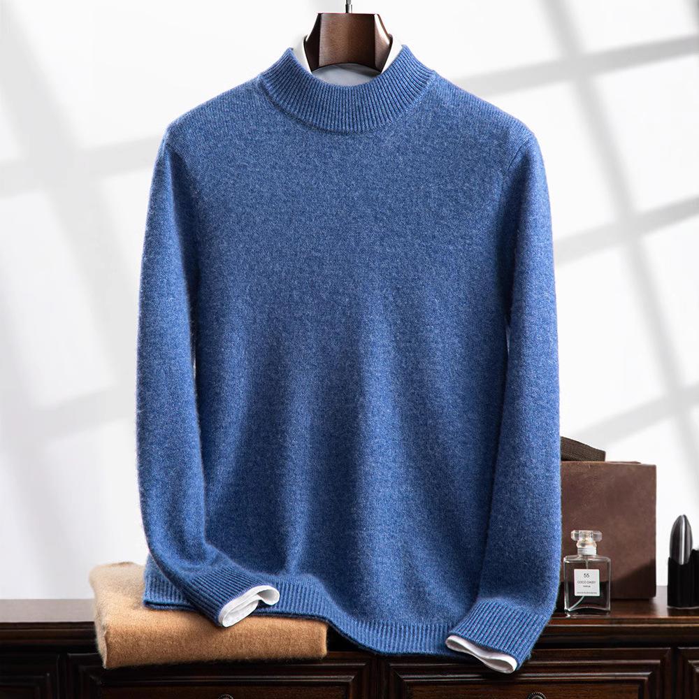 Cashmere sweater, semi-turtleneck sweater, loose and thickened long-sleeved bottomed knitted sweater, with a new top inside.