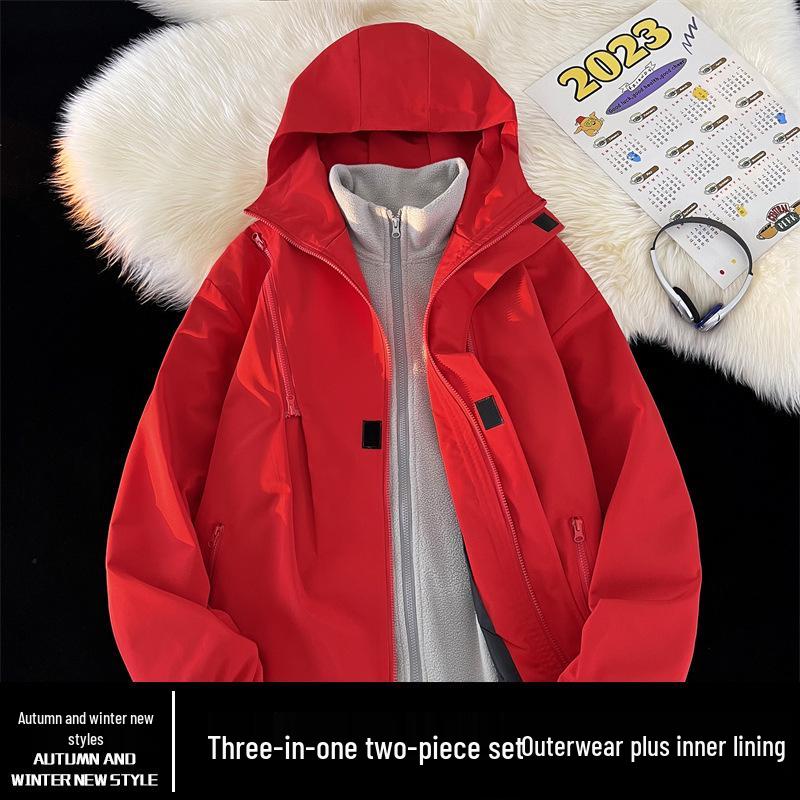 

Жіноча вітрозахисна та водонепроникна куртка 3-в-1 для гірського альпінізму: Осінньо-зимовий унісекс трендовий верхній одяг 3XL (160-180 jin)