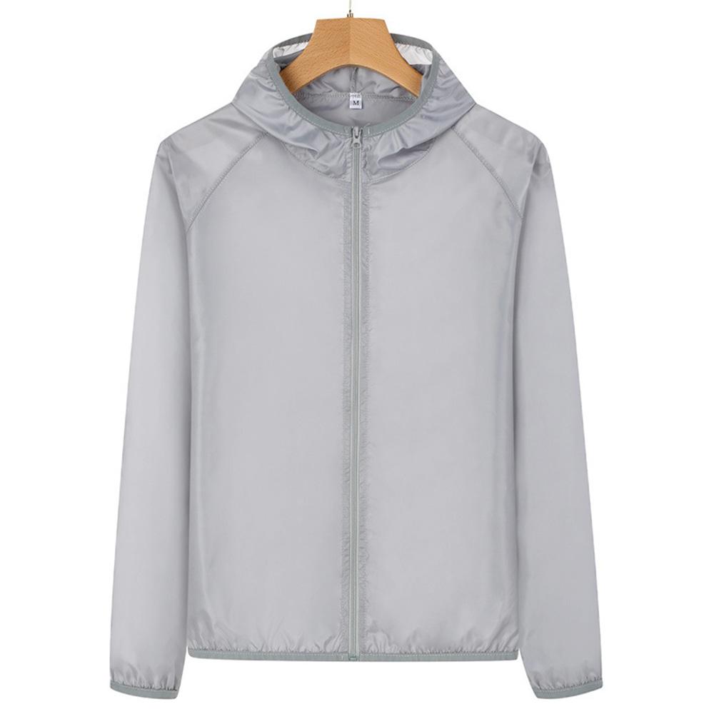 Men's Summer Lightweight Sunscreen Ice Silk Quick Drying Breathable Hooded Zip Up Sun-protection Skin Coat