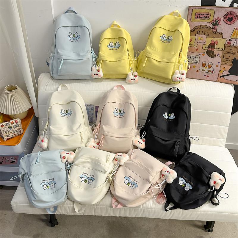 Large Capacity Backpack Student Lightweight Schoolbag Cartoon Embroidery Backpack