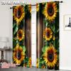 2pcs   Fashionable Curtains 2D Print Rustic Wooden Barn and Sunflower 100% Polyester (without Rod) All Seasons Ldeal for Bedroom