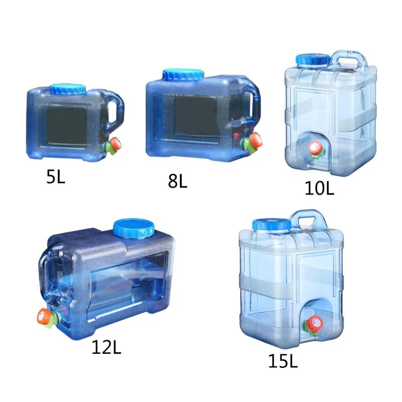 5/8/10/12/15L Clear Plastic Water Container Tanks with Tap Outdoor Water Bucket Camping Water Carrier Portable Bucket